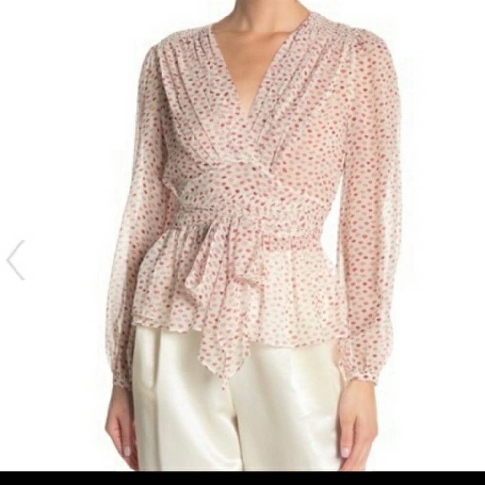 Kate Spade lips tie waist silk top. Size: S